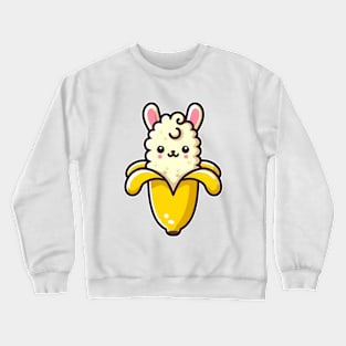 Llama Banana Cute Kawaii Llama Lover Foodie Crewneck Sweatshirt